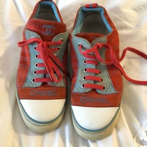 Chanel suede sneakers sz 6.5 / 37 authentic